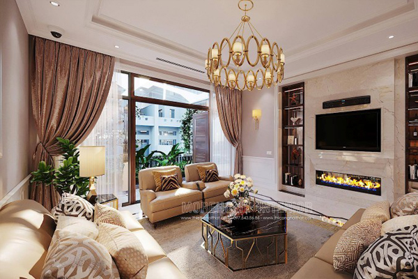  Trang trí phòng khách với sofa tân cổ điển tại biệt thự Ciputra cao cấp