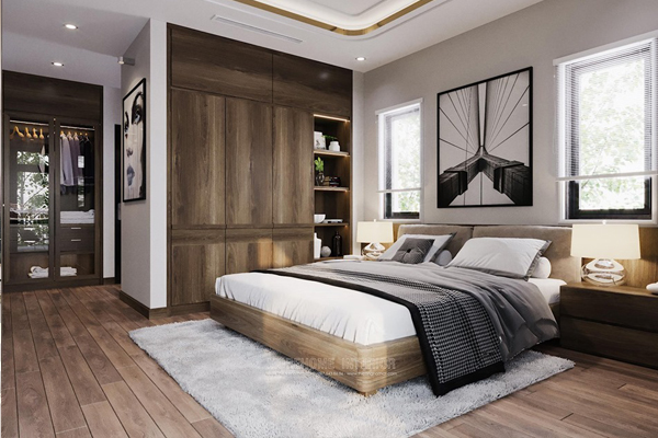  Mẫu thiết kế giường ngủ gỗ biệt thự Louis City hiện đại